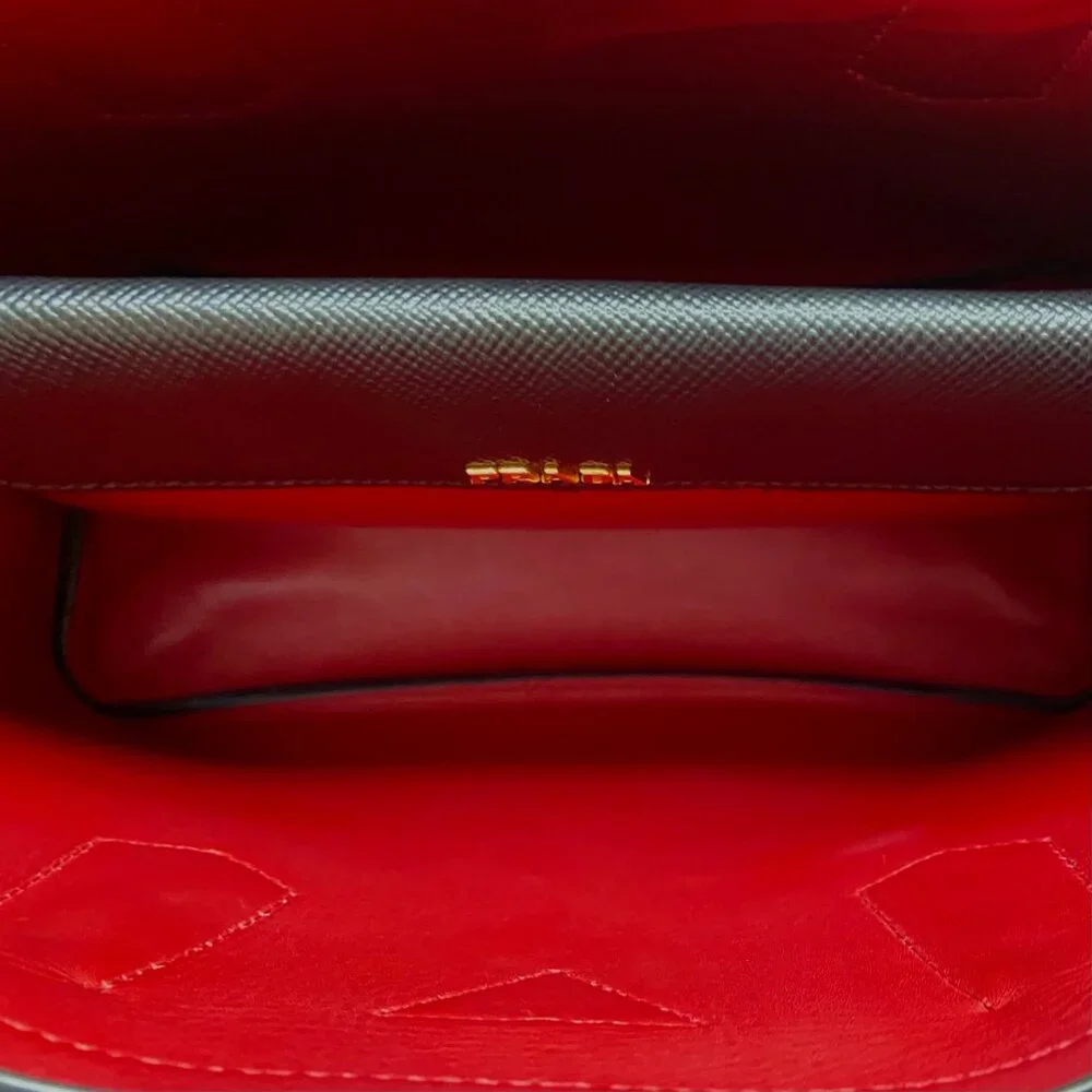 Prada Medium Saffiano Double Bag in Black / Red
